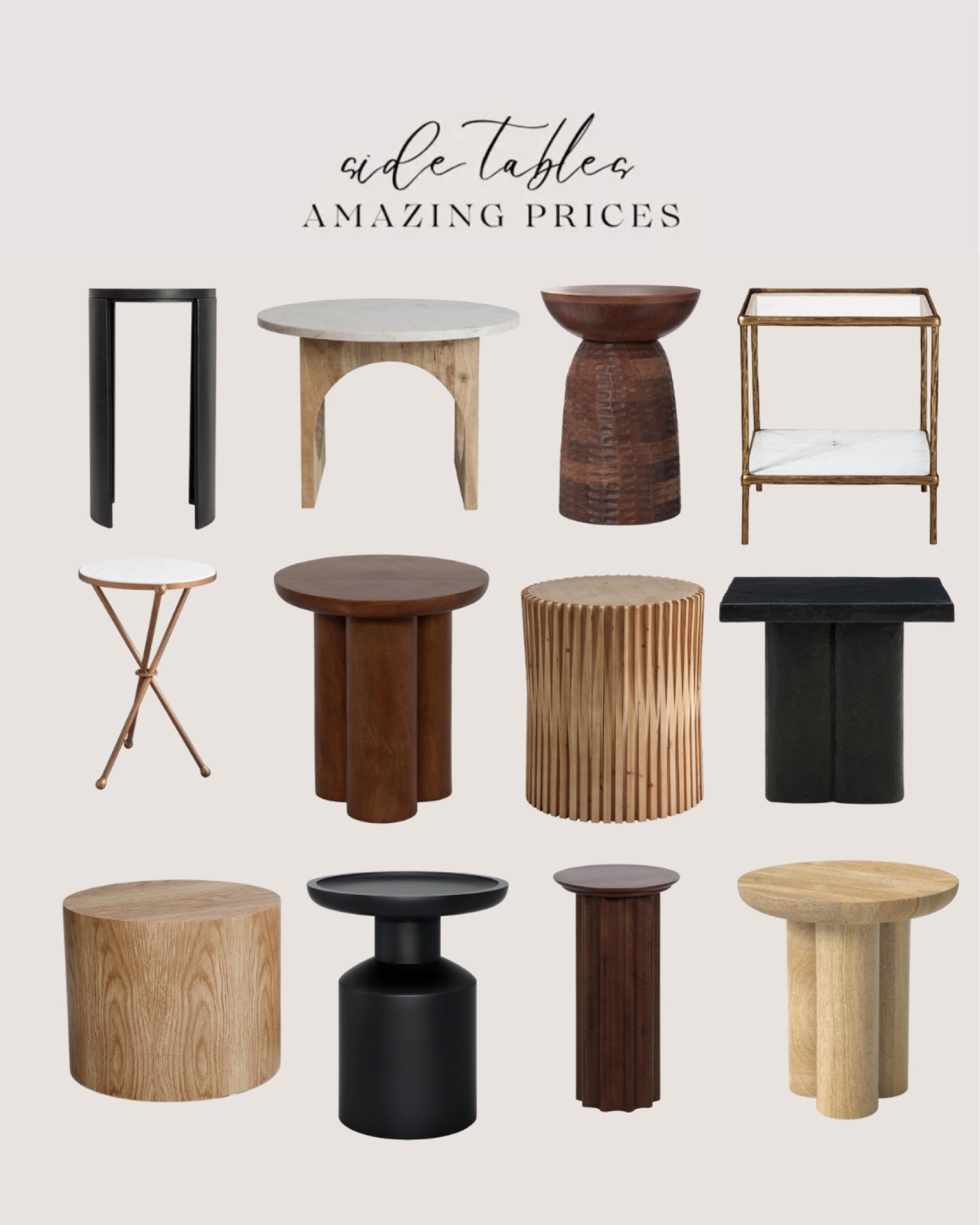 Amazon side table amazing prices:
Black side tables. White side tables. Natural wood sideboard tables. Dark wood side tables. Gold side tables.

#LTKHome #LTKSaleAlert