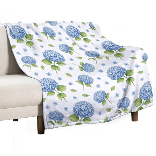 velumair Blue Floral Throw Blanket Hydrangea Blanket Sofa Warm and Cozy for Bed Living Room Sofa Couch Chair 50"x60" | Amazon (US)