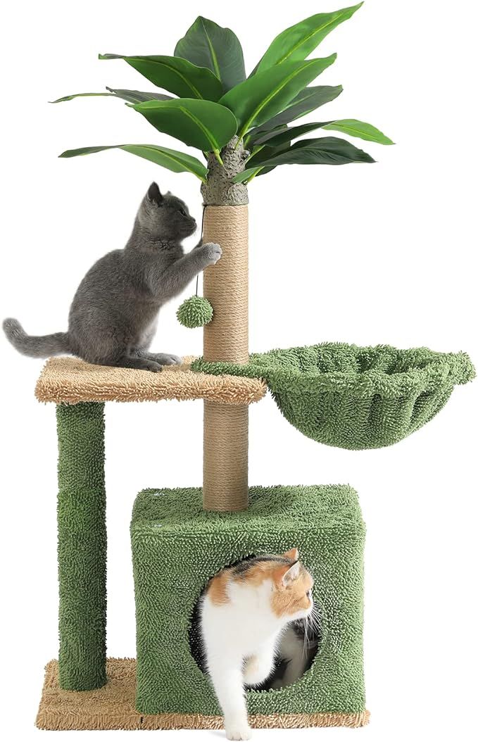 Amazon.com : MSmask Cat Tree for Indoor Cats, Cat Tower with Artificial Palm Tree, Scratching Pos... | Amazon (US)