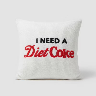 Coca-Cola 'I Need a Diet Coke' Chenille Square Throw Pillow White | Target