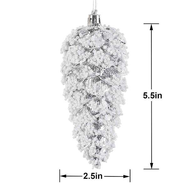 Providence Silver Metallic Pinecone Ornament, 5.5" | At Home