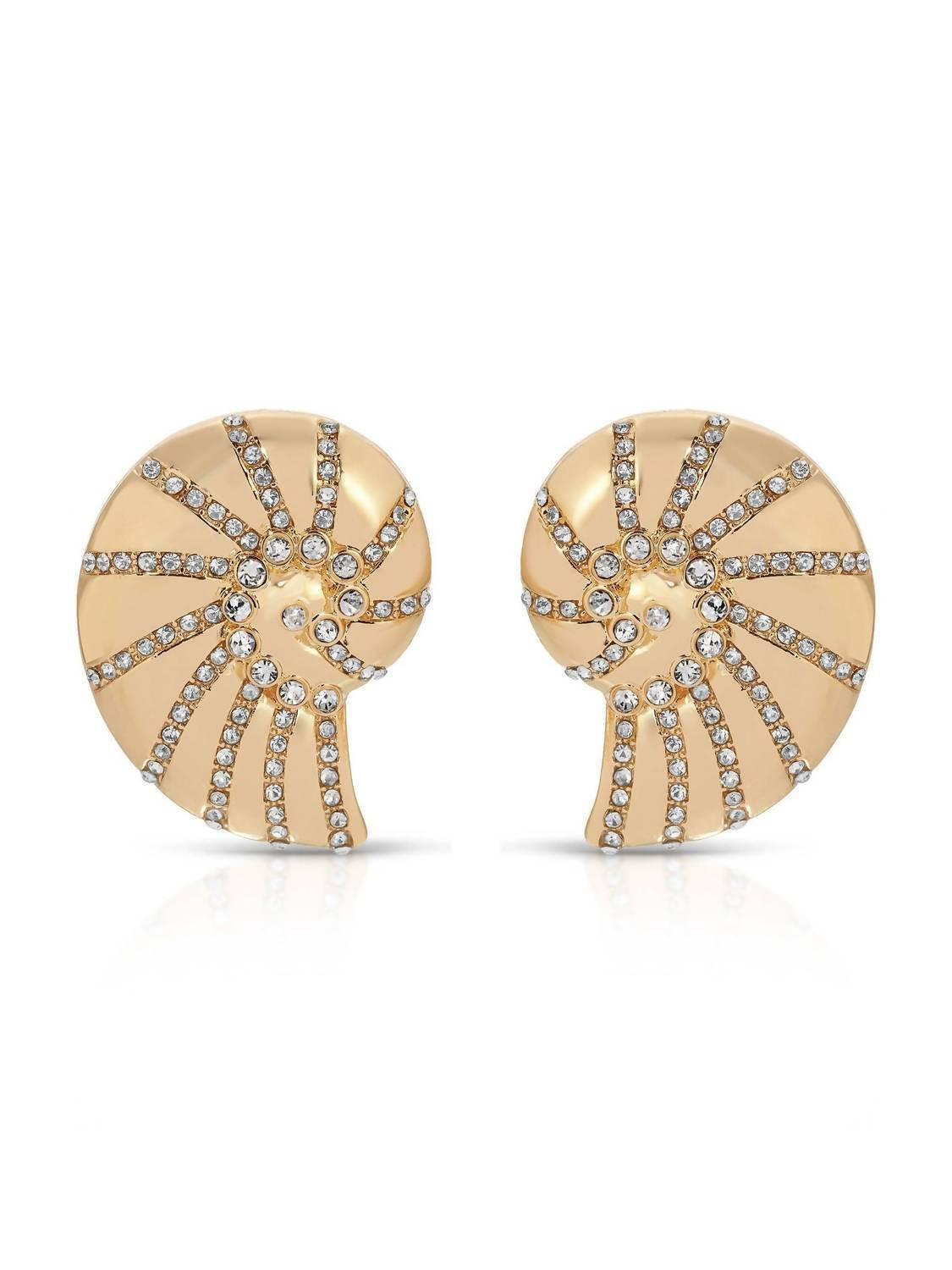 New Ettika Crystal Studded Nautilus Shell Earrings In Gold | Poshmark