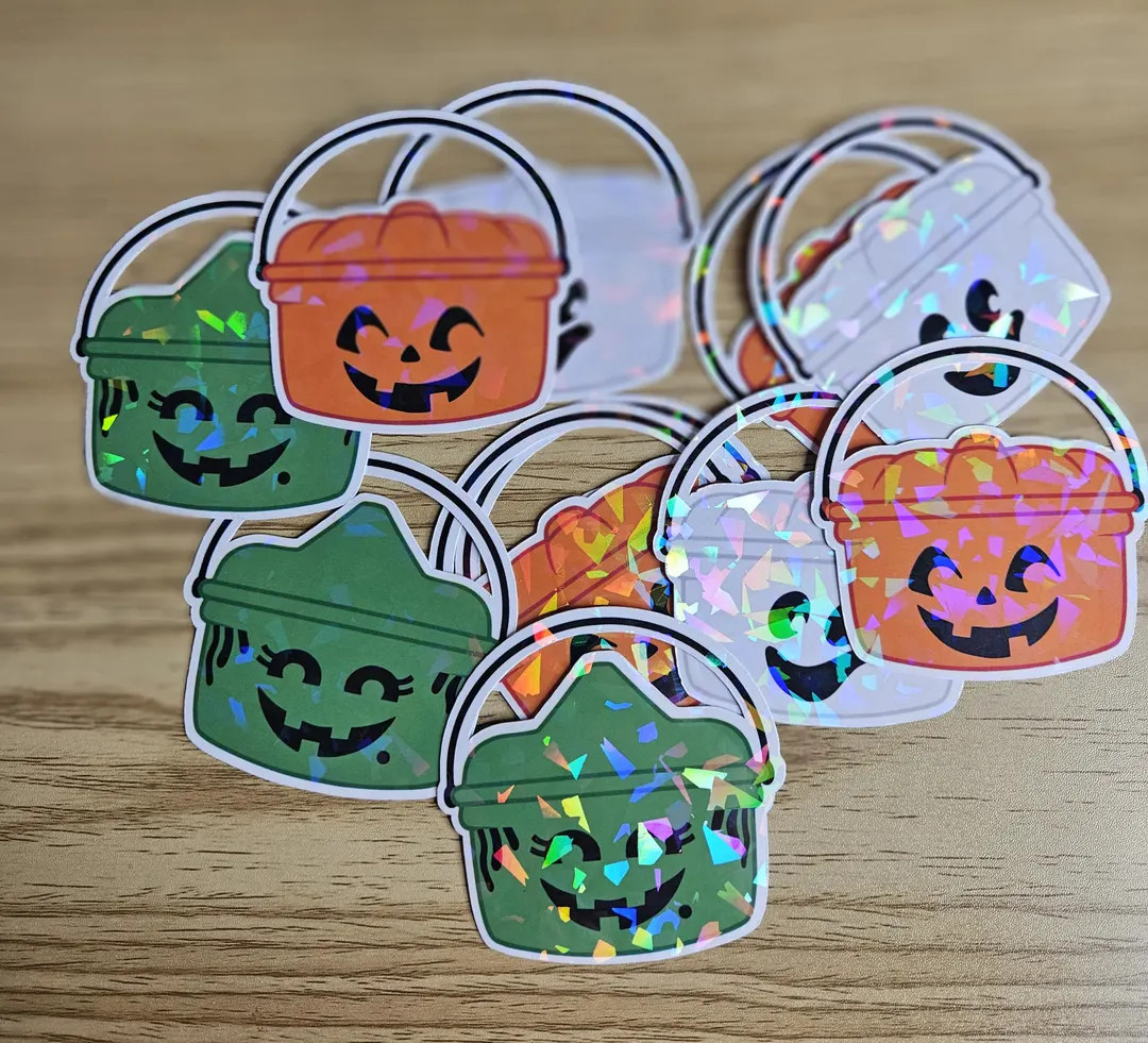 Retro Halloween, Boo Halloween 90's Nostalgic Buckets, Halloween Buckets Holographic Laminated St... | Etsy (US)
