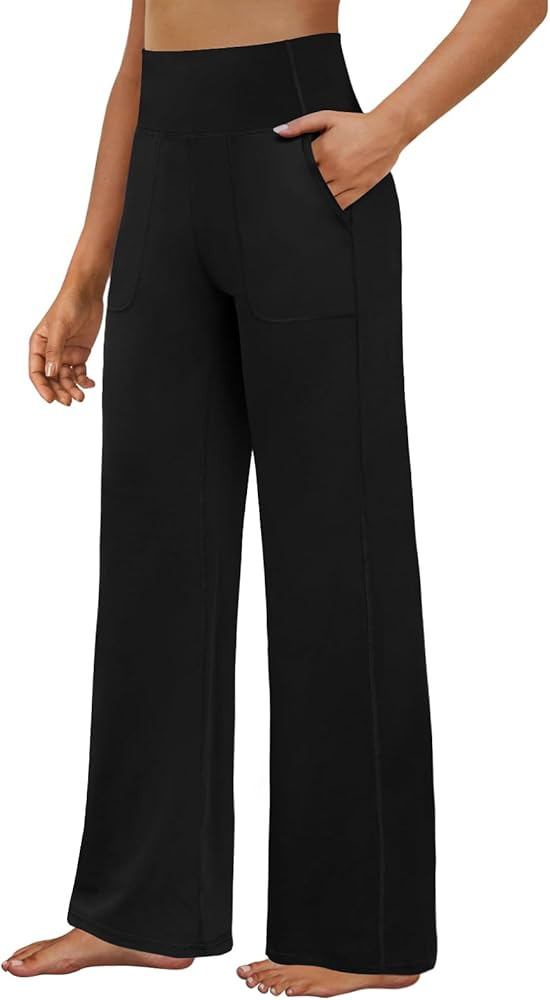 FireSwan Yoga Pants Women Wide Leg Pants High Waist Stretch Dress Loose Casual Lounge Sweatpants ... | Amazon (US)