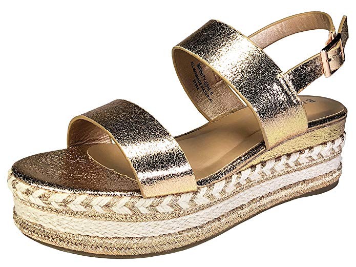 BAMBOO Women's Single Band Espadrilles Platform Sandal with Ankle Strap | Amazon (US)