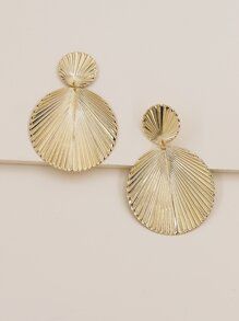 Ribbed Round Drop Earrings | SHEIN