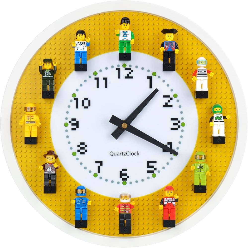 Amazon.com: Yanscian Wall Clock with Minifigures Silent Non-Ticking Display Case Frame Building B... | Amazon (US)