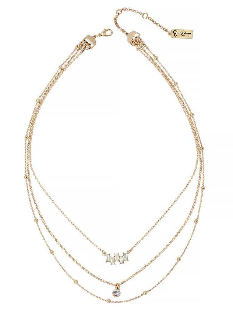 Baguette Layered Necklace Set in Crystal | Jessica Simpson E Commerce
