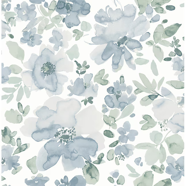 allen + roth 30.75-sq ft Blue Vinyl Floral Self-adhesive Peel and Stick Wallpaper | Lowe's