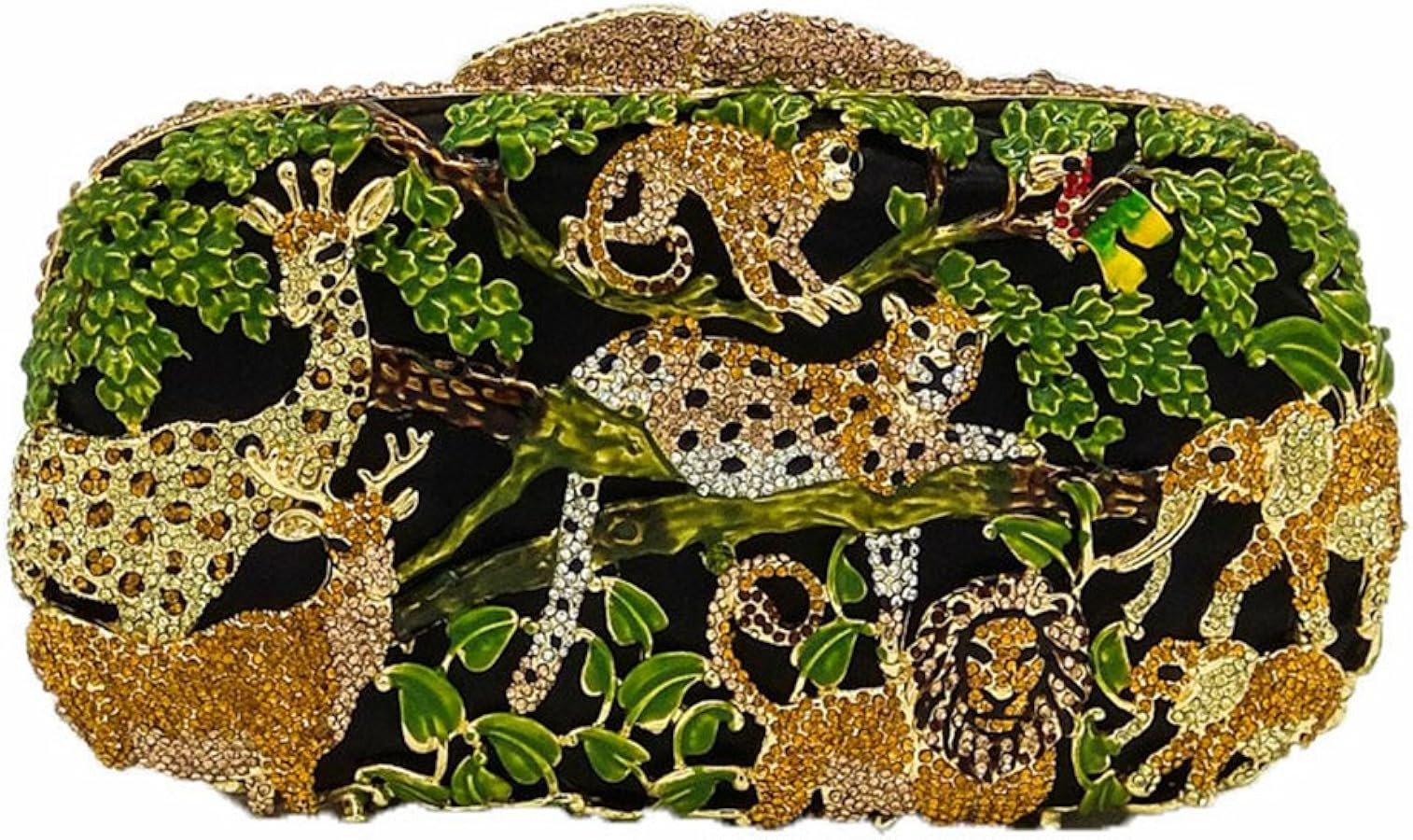 Boutique De FGG Forest Jungle Animal World Crystal Clutch Purse for Women Formal Evening Bags Rhi... | Amazon (US)