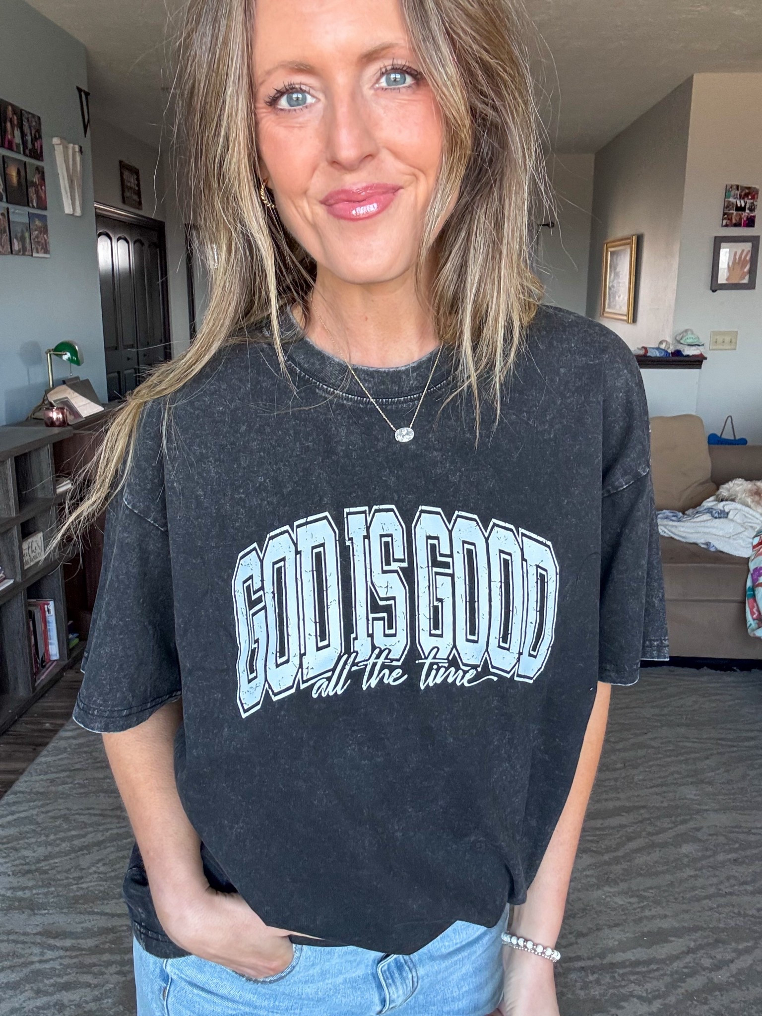 Loving this faith based vintage wash graphic tee! 🖤 Wearing a medium. Does come in more colors.

As an Amazon Influencer I earn commission on qualifying purchases.

Vintage wash tee, faith based tshirt, mom style, spring fashion 2026, casual spring style, oversized tee

#LTKMidsize #LTKmomlife #LTKOver40