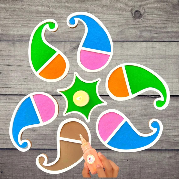 Rangoli Decoration Set Paisley Mess Free  Set of 7 Mat 6 - Etsy | Etsy (US)