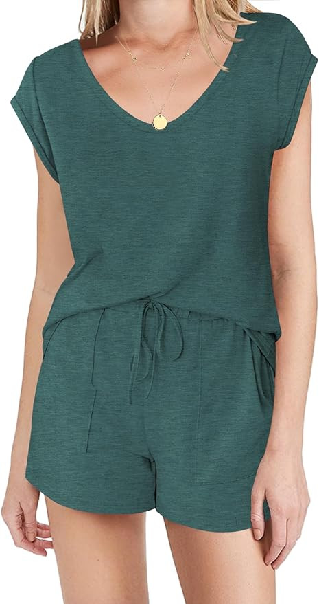 Ekouaer Womens Pajama Sets Comfy Short Sleeve Sleepwear Tops and Shorts Cute Pjs 2 Piece Lounge S... | Amazon (US)