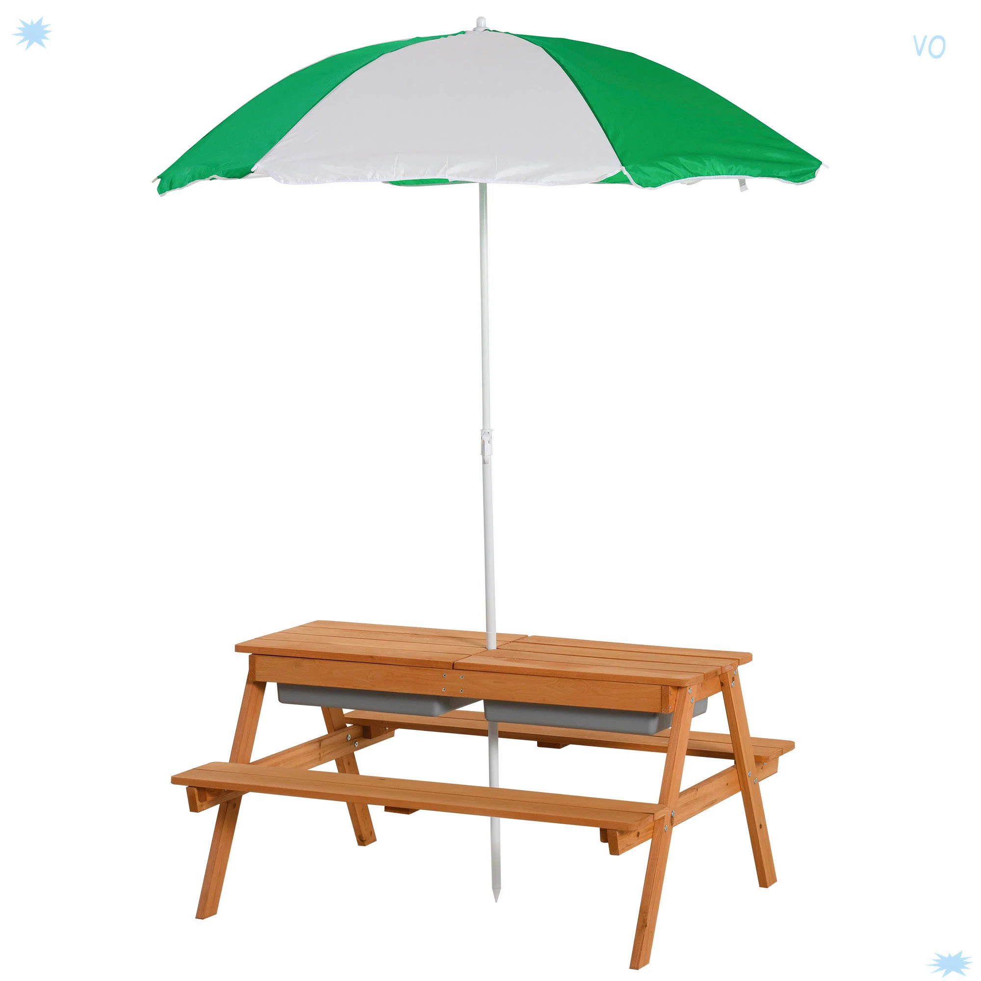 Kids Picnic Table With Umbrella And Storage Inside | Wayfair North America