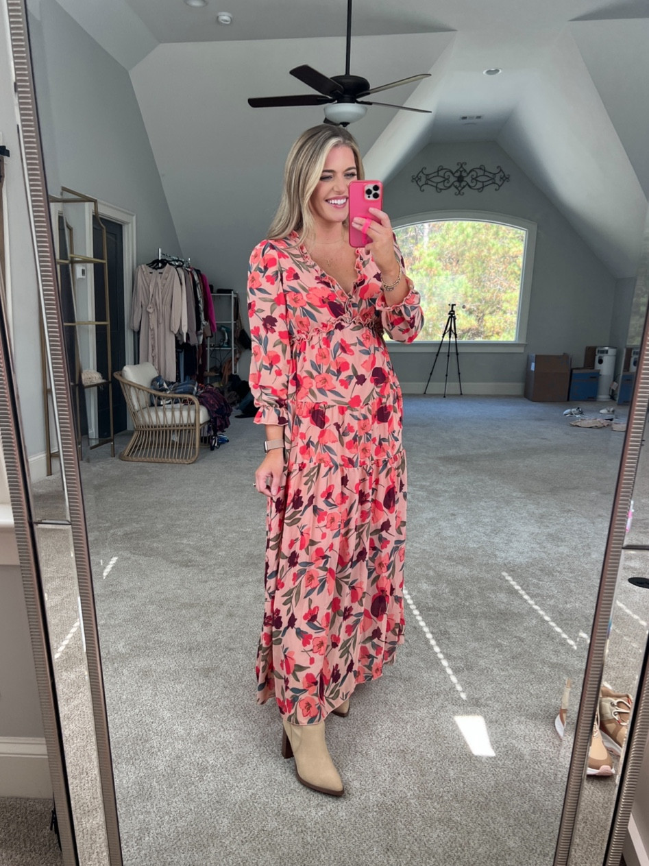 Dress tts - M 
Booties tts 

#LTKunder50 #LTKHoliday #LTKwedding