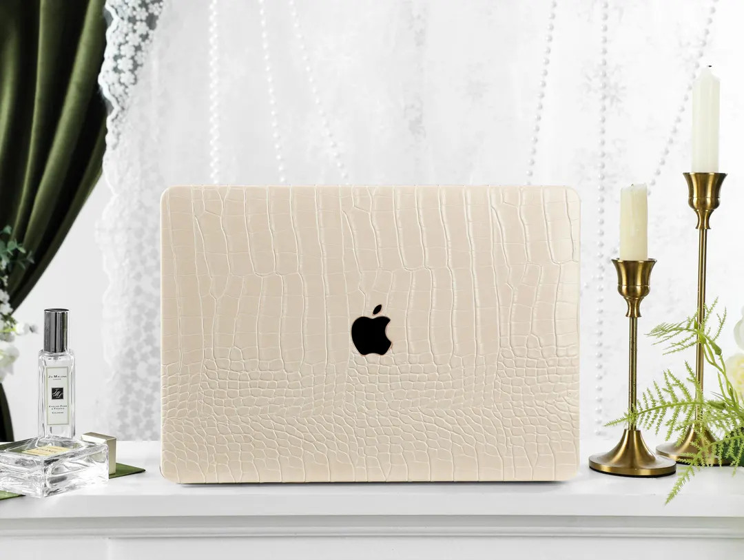Crocodile Print Beige Personalisation Leather MacBook Case, Cover for MacBook M3 Pro 14 M3 Air 13... | Etsy (US)