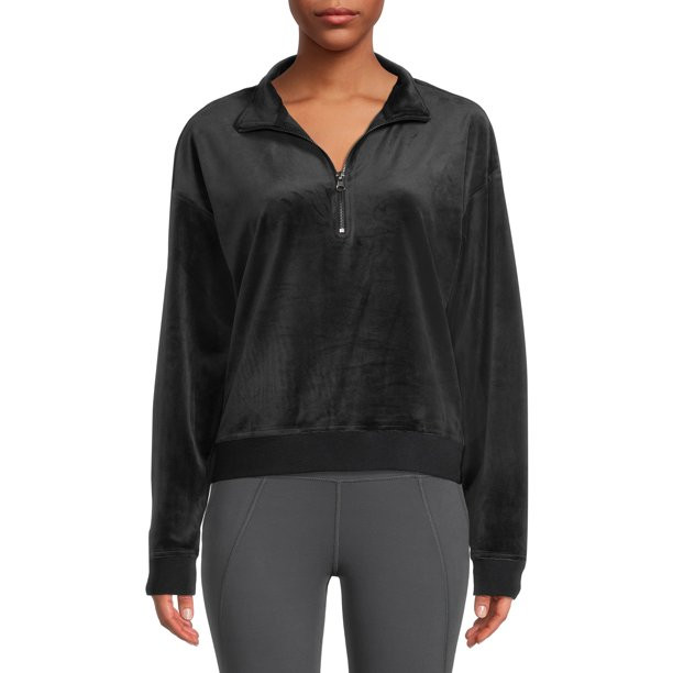 Avia Women's 1/4 Zip Velour Pullover Sweatshirt - Walmart.com | Walmart (US)