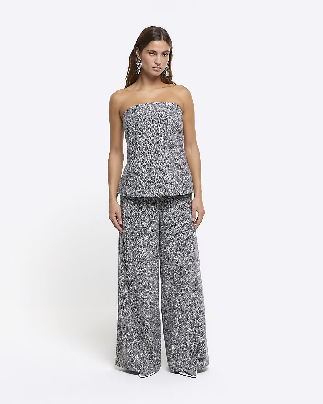 Grey RI Studio wide leg trousers | River Island (UK & IE)