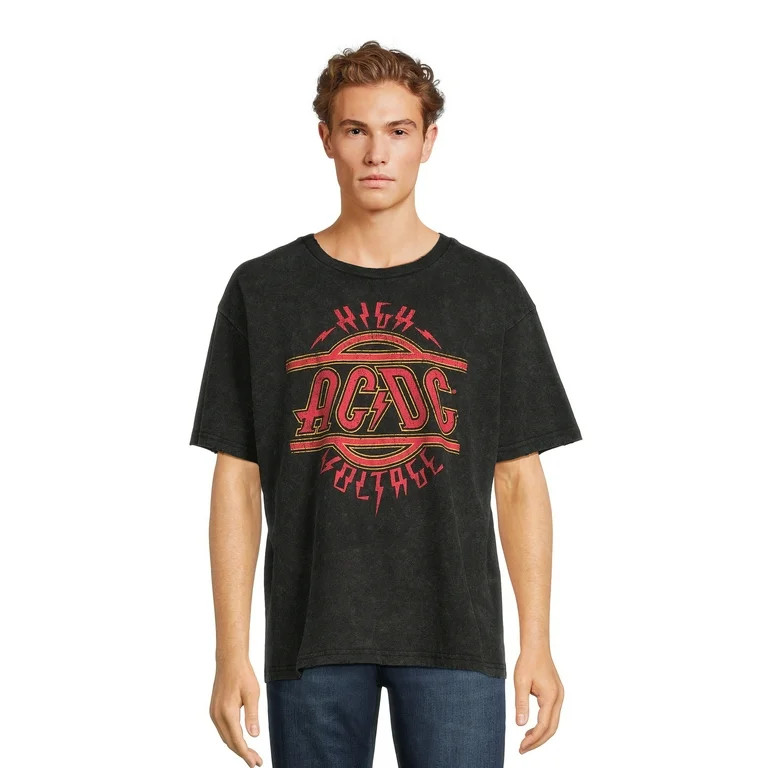 ACDC Men’s and Big Men’s Oversized Graphic Band Tee, Sizes XS-3XL | Walmart (US)