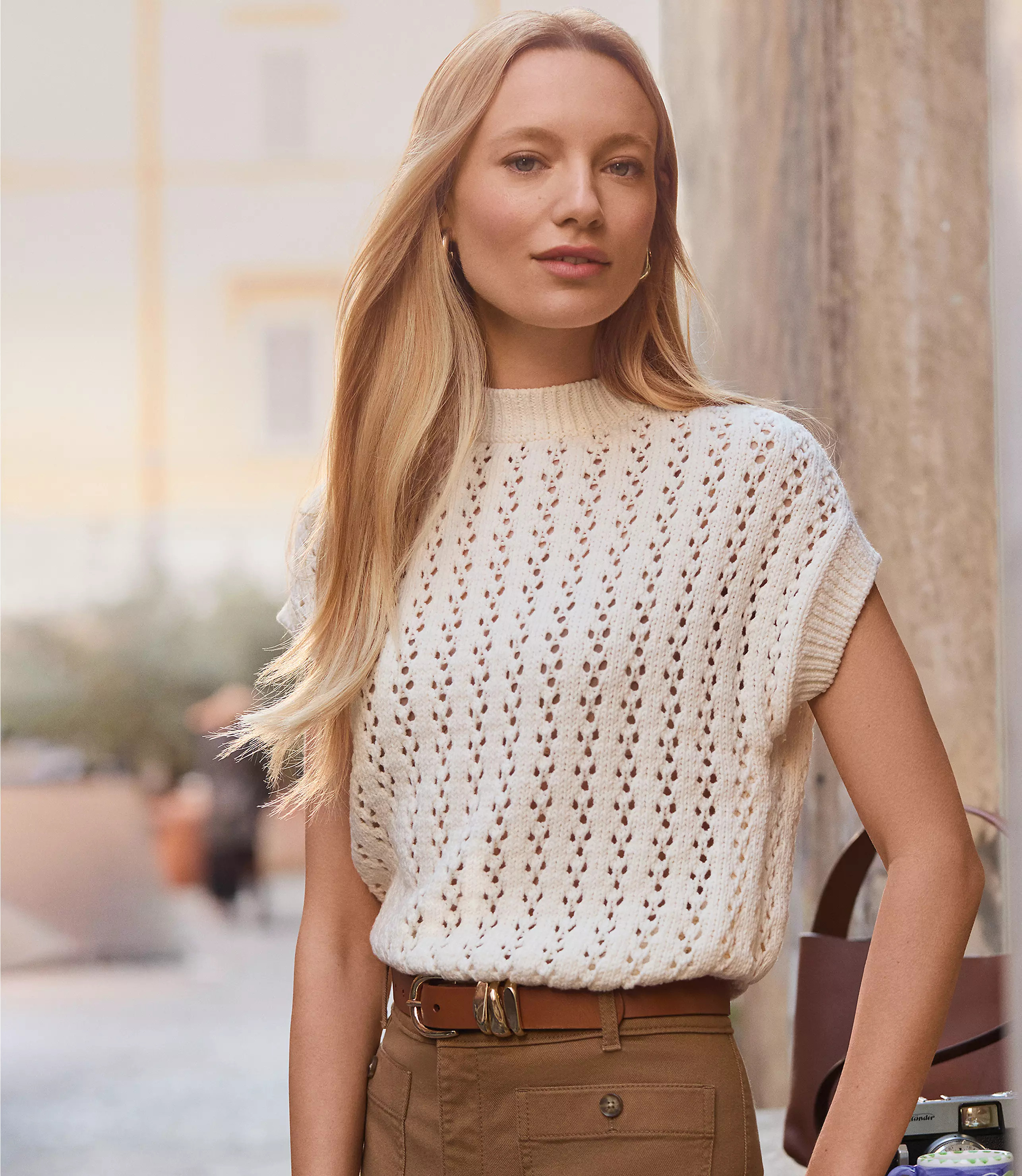 Mesh Stitch Sweater Tee | LOFT