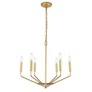Timeless Home 22 in. 6-Light Brass Pendant Light, Bulbs Not Included LVN16056D22BR - The Home Dep... | The Home Depot