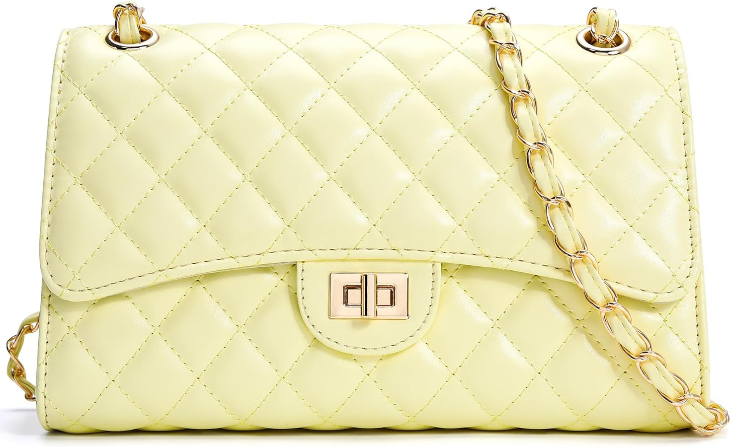 Quilted Crossbody Purse for Women Trendy Ladies Shoulder Bag with Chain Strap PU Leather Cross Bo... | Amazon (US)