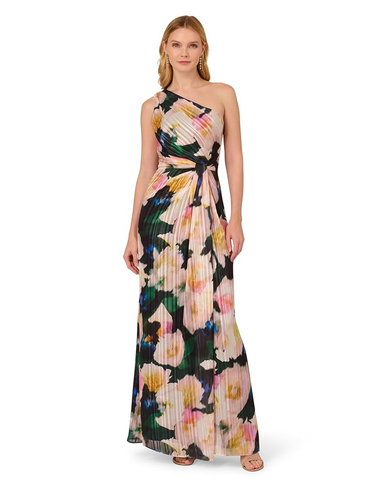 Adrianna Papell Women's One Shoulder Chiffon Gown | Amazon (US)