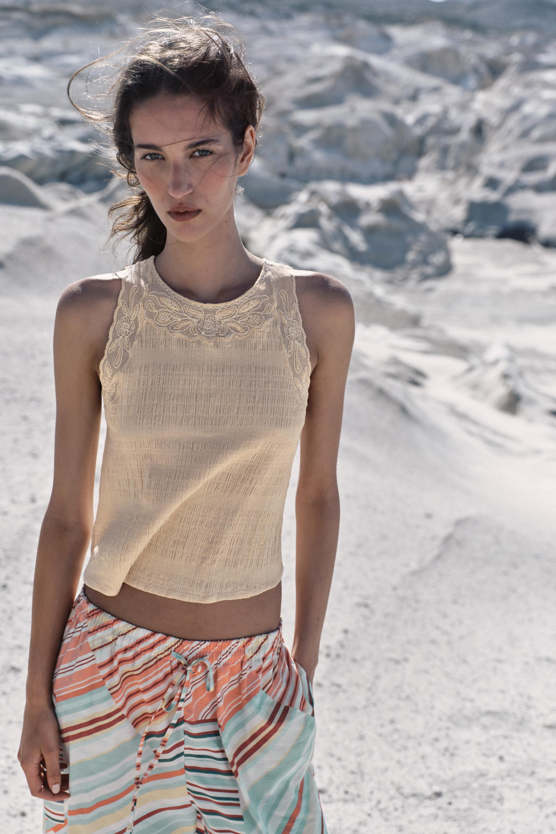 RUSTIC TOP WITH EMBROIDERY AND OPEN BACK | Zara US