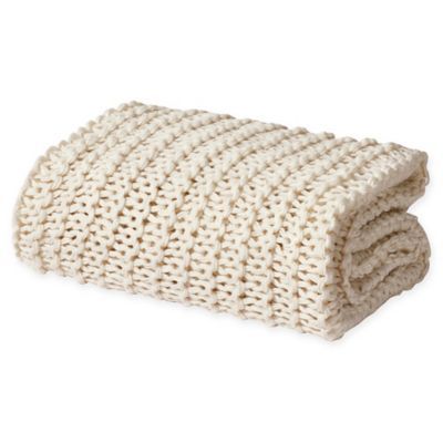 Oscar/Oliver Luca Chunky Knit Throw Blanket in Ivory | Bed Bath & Beyond