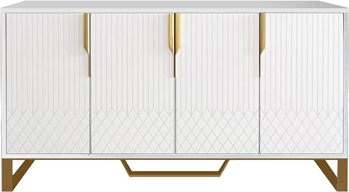 Pucloce Buffet Sideboard with Storage for Living Room 59.1''x15.7''x34.6'', White | Amazon (US)