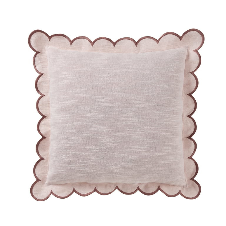 19" x 19" Blush Pink Scallop Flange Cotton-Rich Decorate Pillow | Walmart (US)
