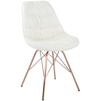 AVE SIX Langdon Faux Leather Task Chair with Rose Gold Base, White | Amazon (US)