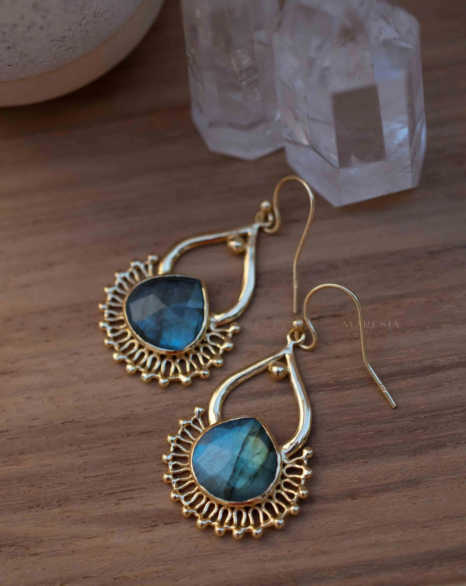 Labradorite 18k Gold Plated Earrings ~ Gemstone ~ Dangle Earrings ~ Boho design~ Handmade ~ Jewel... | Etsy (Global)