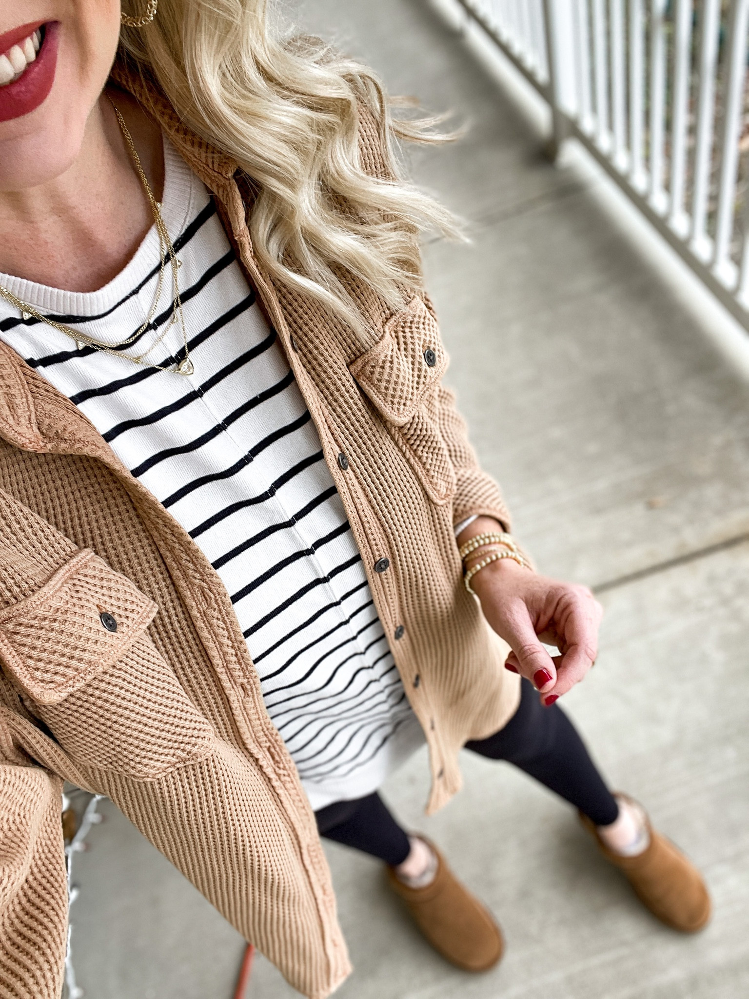 Daily outfit, waffle shirt, lumberjack shirt, black leggings, Lululemon leggings, Ugg booties, Ugg ultra mini booties, Kendra Scott, bauble bar 

#LTKunder50 #LTKsalealert #LTKCyberweek
