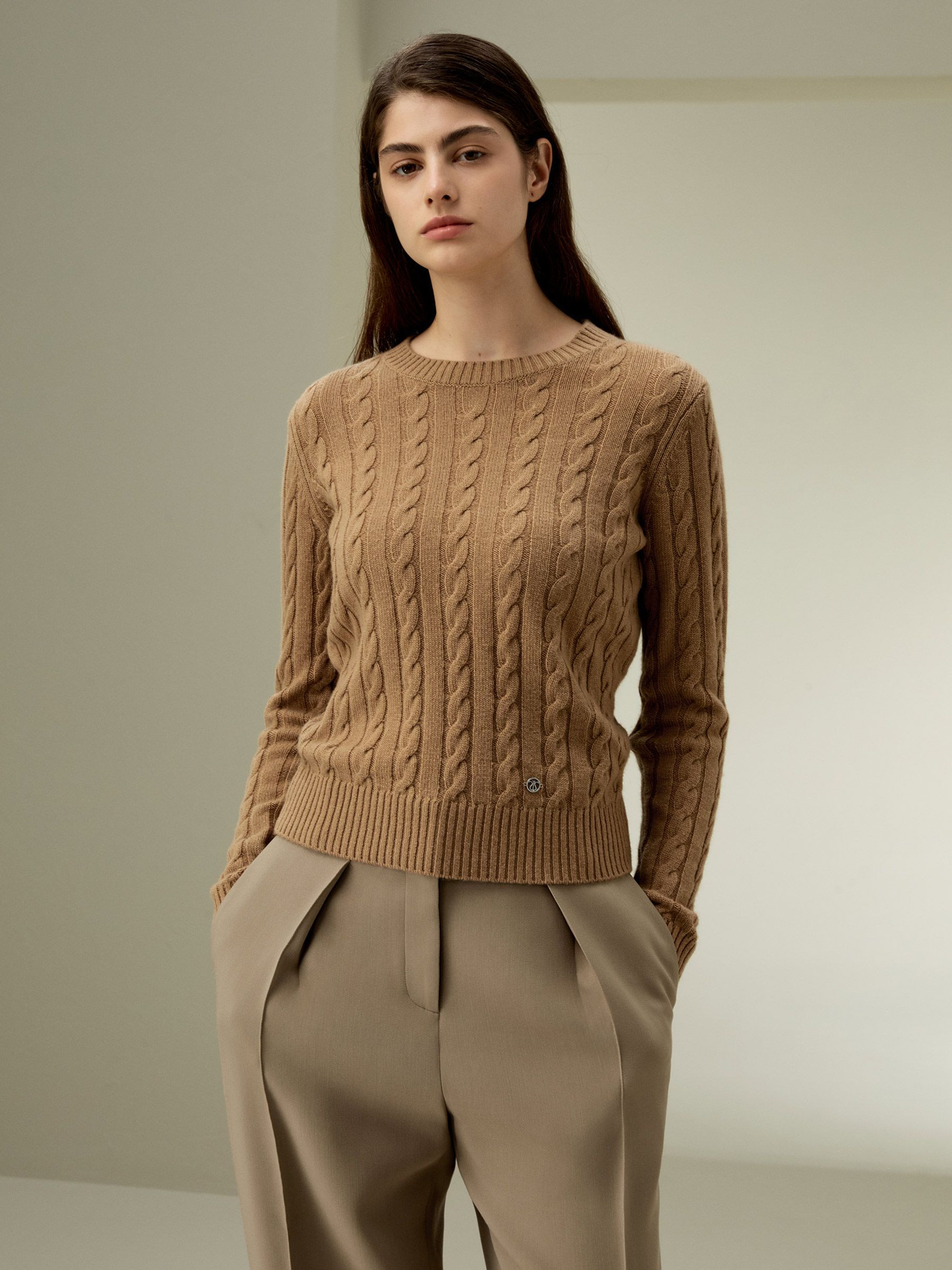 Classic Cable Knit Sweater with Ribbed Edges | LilySilk