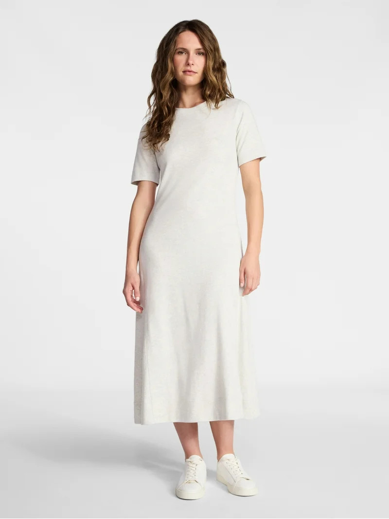 Time and Tru Women's Seamed Cotton Midi Dress, Sizes XS-XXXL | Walmart (US)