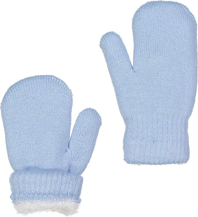 ZEHU Unisex Kids Toddler Soft Plush Knit Faux Fur Lining Warm Winter Mittens | Amazon (US)