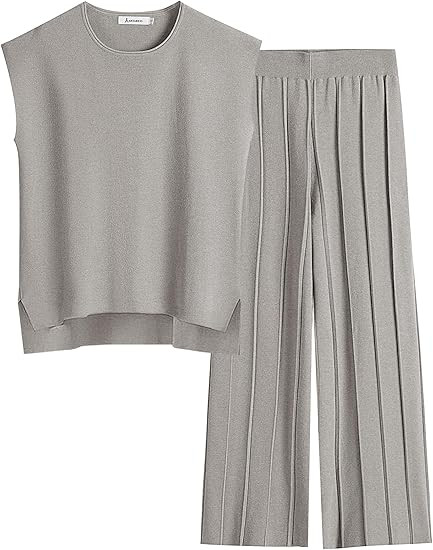 ANRABESS Women 2 Piece Lounge Sets Summer Casual Knit Sweater Vest Pant Set Beach Vacation Clothe... | Amazon (US)