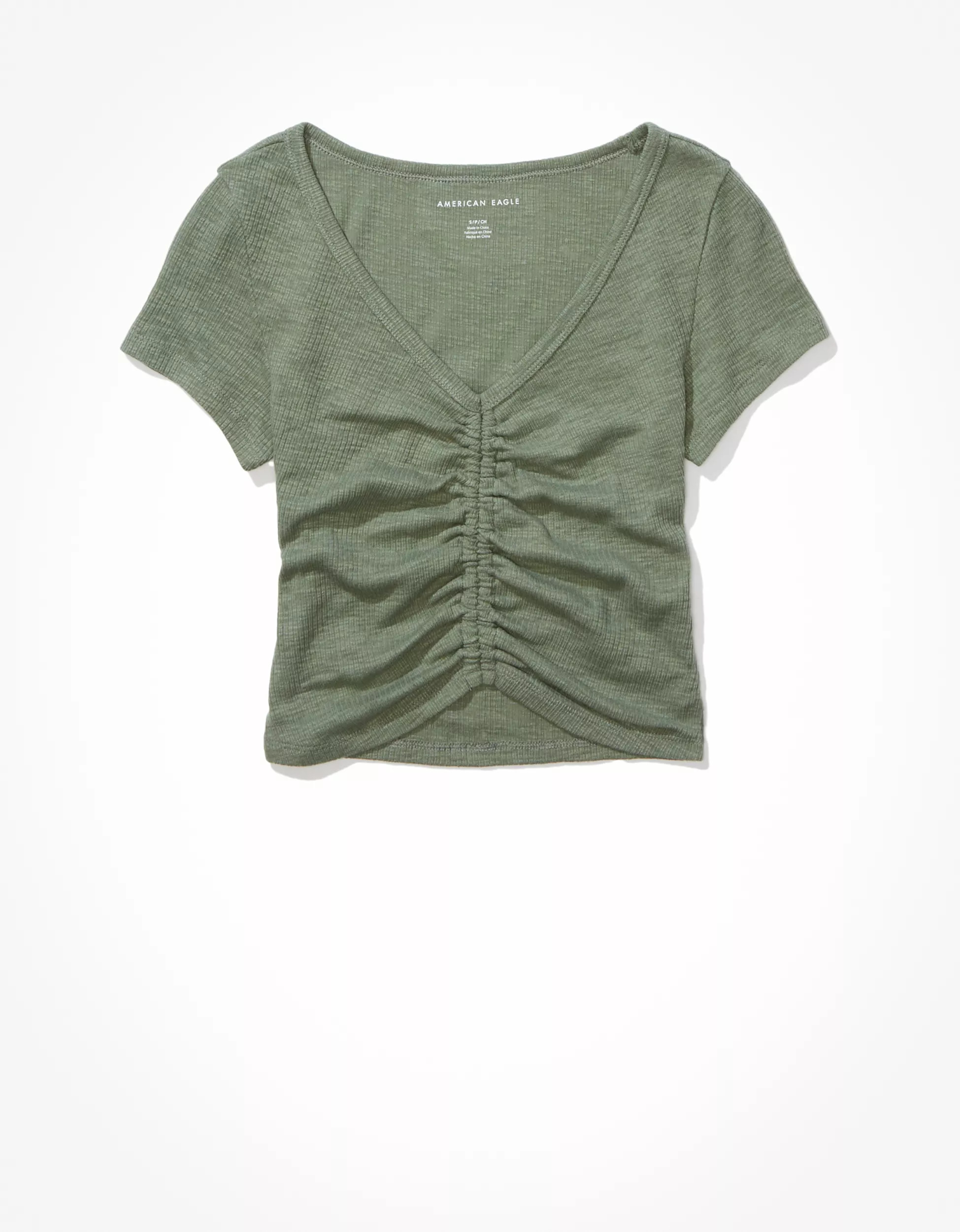 AE Cinch-Front Baby Tee | American Eagle Outfitters (US & CA)