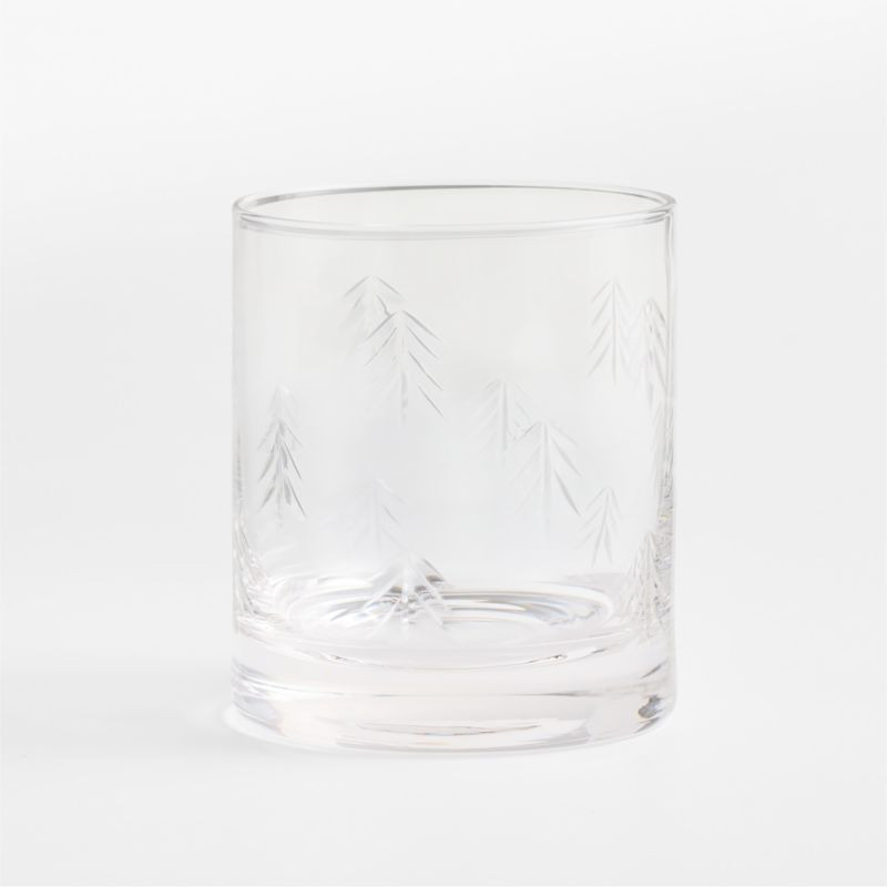 Etched Tree 11-oz. Double Old Fashioned Glass | Crate & Barrel