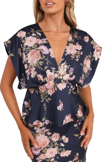 Ricki Floral Print Dolman Sleeve Satin Top | Nordstrom