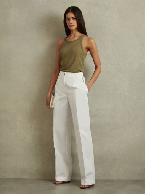 Harper
                Cotton Wide Leg Suit Trousers | Reiss US