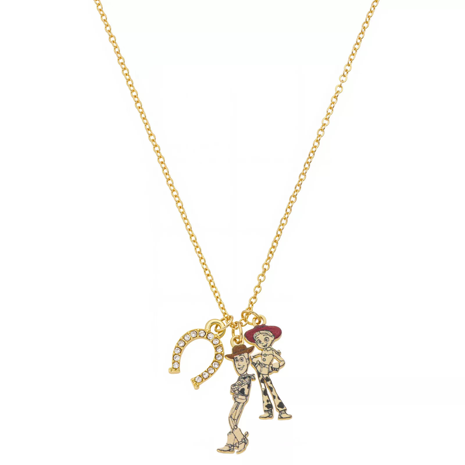 Disney's Toy Story Woody & Jessie 14k Gold-Plated Crystal Horseshoe Pendant Necklace, Women's, Size: 16-18"" ADJ, Gold Tone | Kohl's