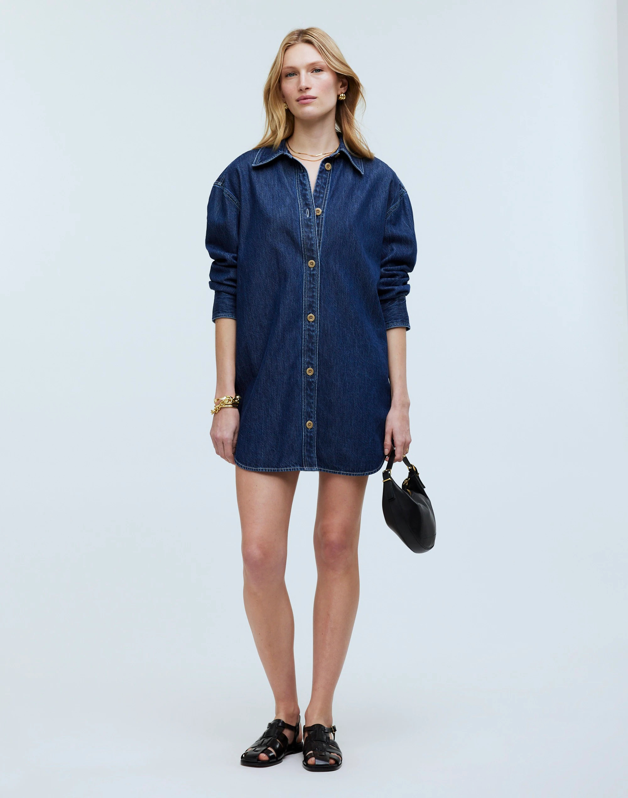 Denim Oversized Mini Shirtdress in Dermody Wash | Madewell