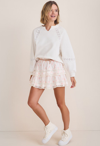 Samantha Bow Print Tiered Mini Skirt | Francesca's