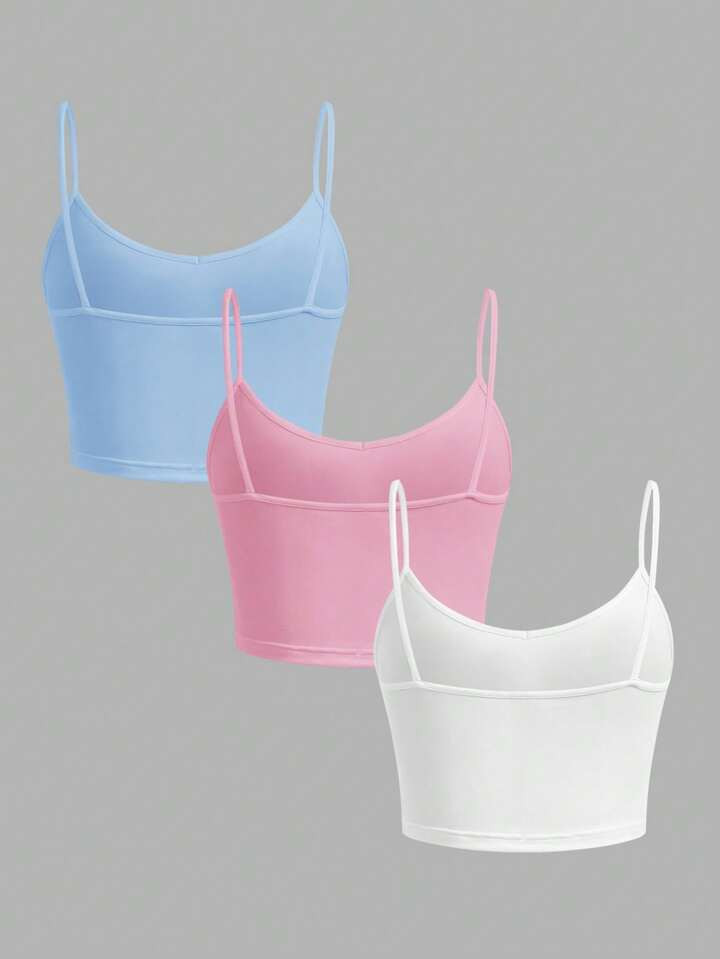 SHEIN EZwear 3 Set Multicolor Knit Camisole Tops For Women, Minimalist Fashion Casual Everyday We... | SHEIN