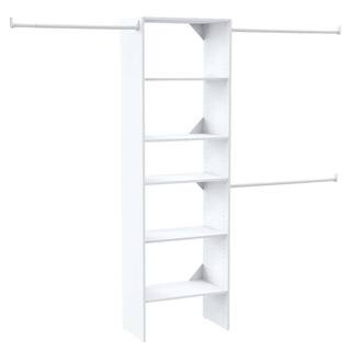 ClosetMaid Selectives 60 in. W - 120 in. W White Reach-In Tower Wall Mount 6-Shelf Wood Closet Sy... | The Home Depot