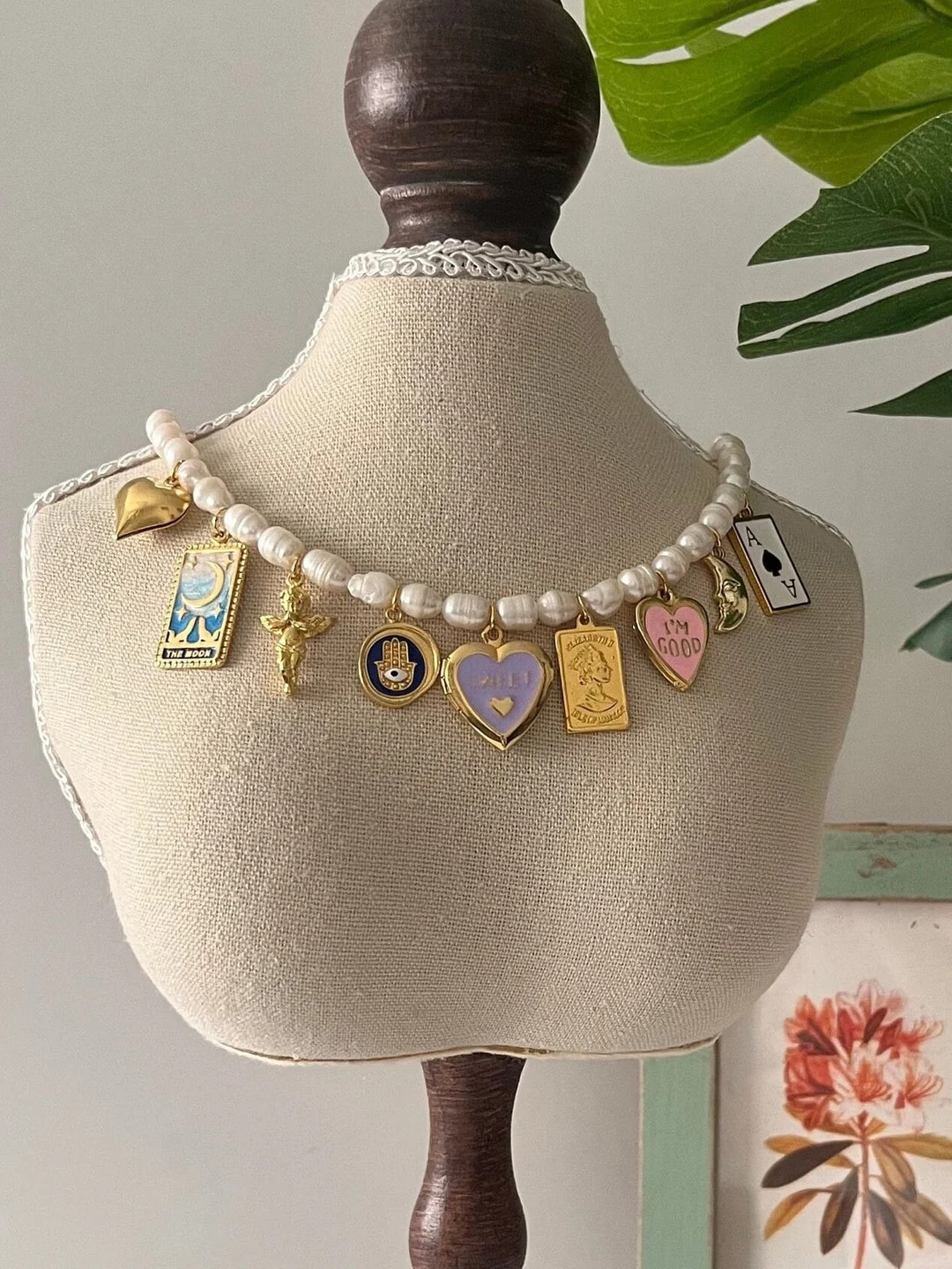 Charm Necklace With Pearl - Etsy | Etsy (US)
