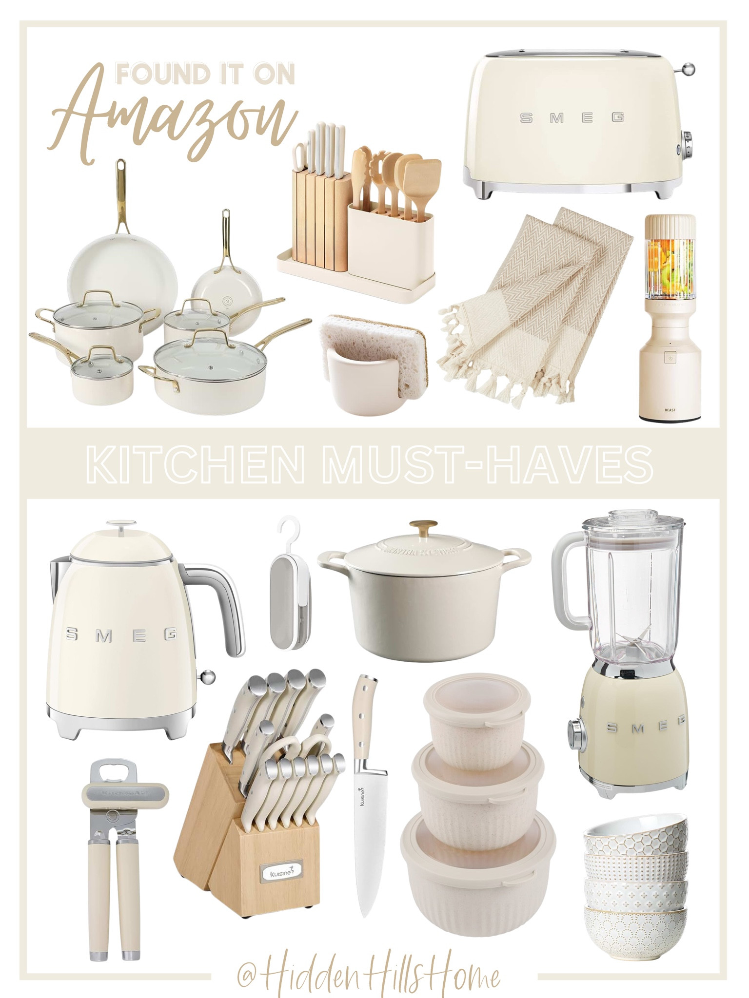 Neutral kitchen decor from Amazon! Amazon kitchen must haves, aesthetic blender, neutral cookware, smeg #amazon 

#LTKHome #LTKSaleAlert