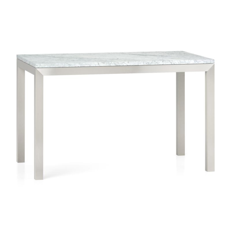 Parsons White Marble Top/ Stainless Steel Base 48x28 Dining Table + Reviews | Crate and Barrel | Crate & Barrel